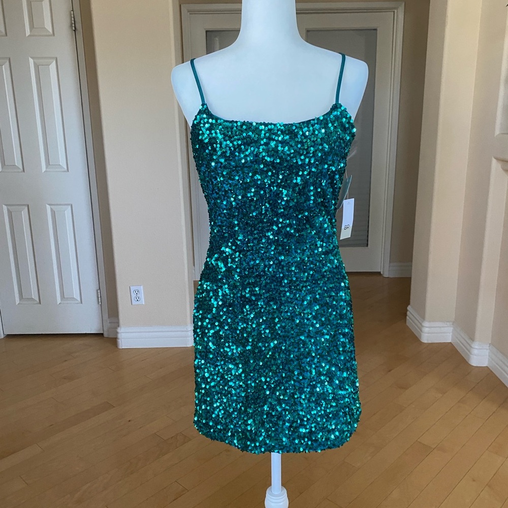 Nordstrom Teal Sequin Mini Dress